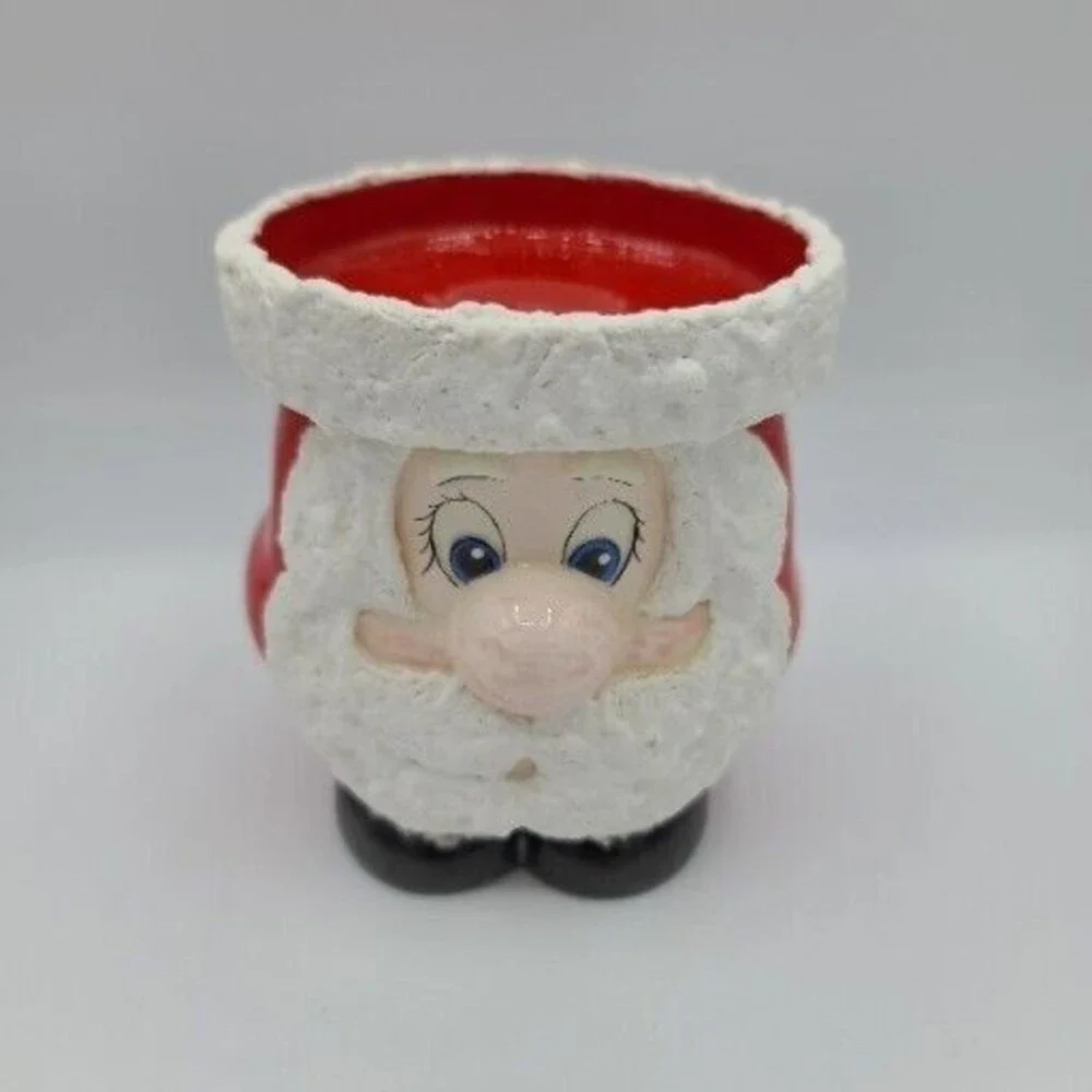 Ceramic Santa Pillar Candle Holder Christmas Figurine